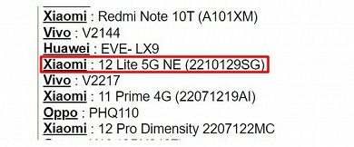 Фото - Xiaomi готовит улучшенный Xiaomi 12 Lite. Новая модель называется Xiaomi 12 Lite 5G NE